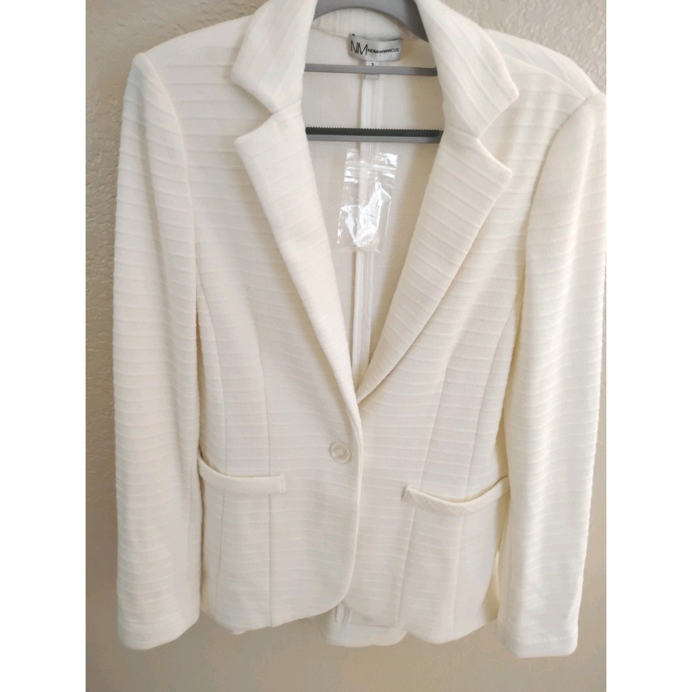 🩵Neiman Marcus Cream Soft Knit Striped Jacket coquette quiet luxury preppy cozy